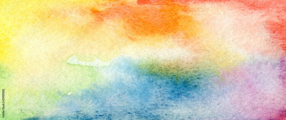 Art Abstract watercolor paint blots . Colors background. Paper texture. Horizontal long banner..