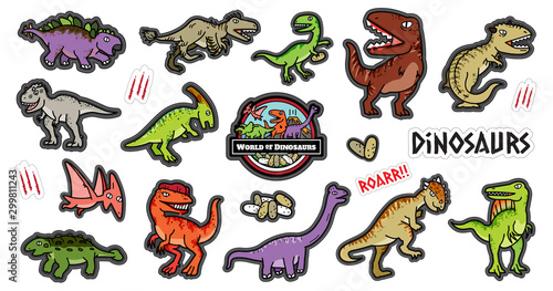 Dinosaurus character design cartoon set.
