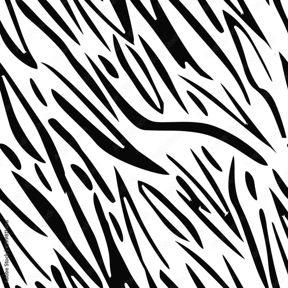 Full seamless wallpaper for zebra and tiger stripes animal skin pattern. Black and white design for textile fabric printing. Fashionable and home design fit. Full seamless wallpaper for zebra and tiger stripes animal skin pattern. Black and white design for textile fabric printing. Fashionable and home design fit.