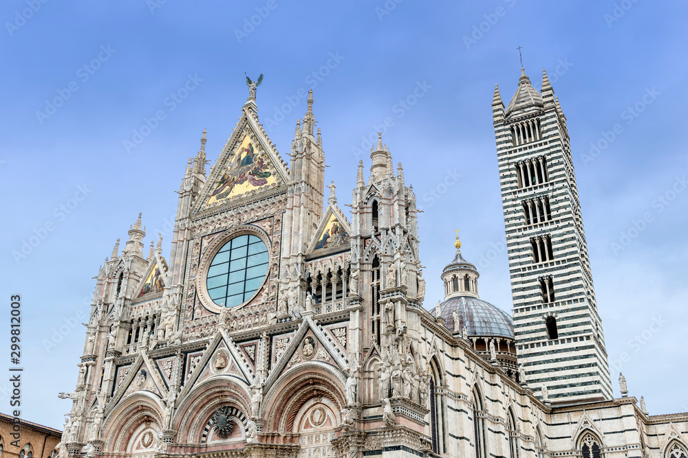 Facade and bell tower of the cathedral of Siena