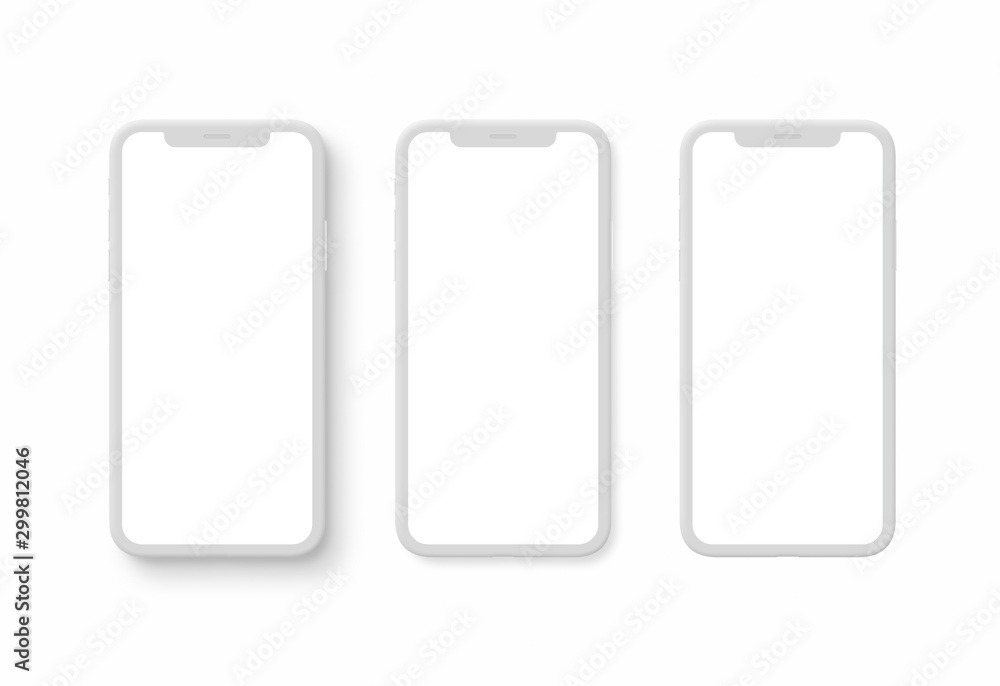 Set of white smartphones Set of white smartphones