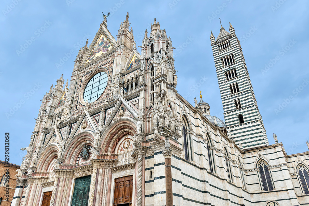 Facade and bell tower of the cathedral of Siena