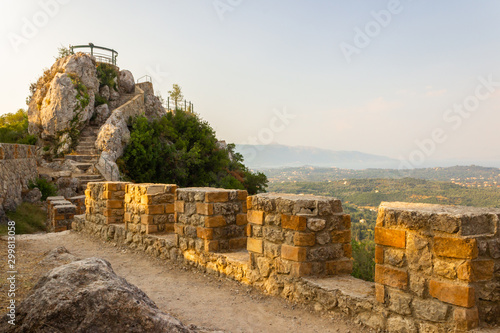 Corfu Island. Greece. The throne of the Kaiser. Sunset view of the island.