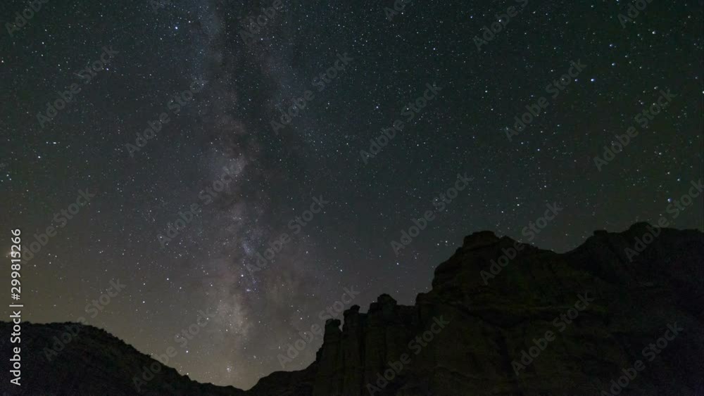 Astro Timelapse of Milky Way over Desert Cliff during Perseids Meteor Shower Astro Timelapse of Milky Way over Desert Cliff during Perseids Meteor Shower