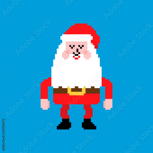 Santa pixel art. 8 bit Christmas and New Year Vector Illustration © maryvalery