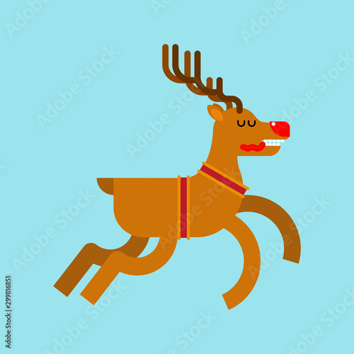 Santa deer cartoon isolated. Christmas and New Year Vector Illustration