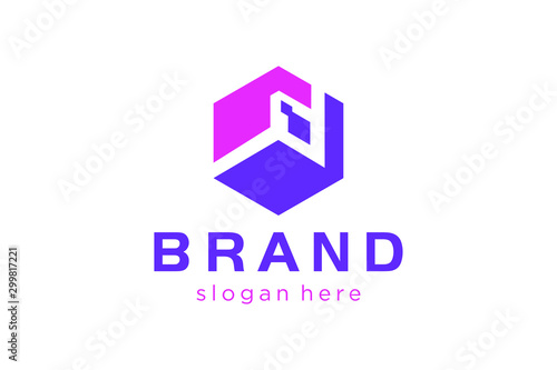 digital cube with letter d sign for logo ready to use