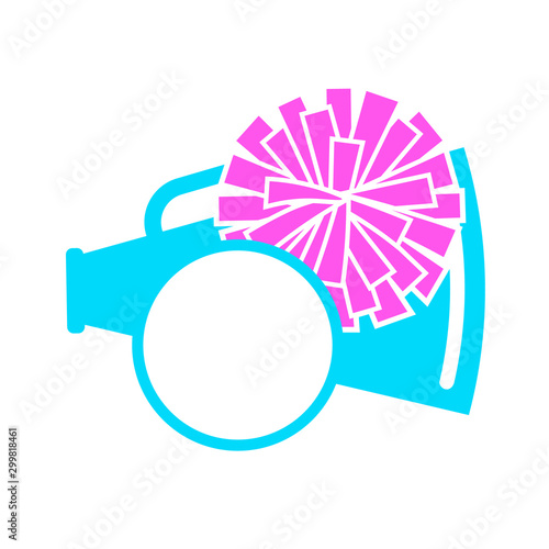 Monogram decor. Pom pom and megaphone vector file. Cheerleading digital design. Blue and pink color. Cheer bows image.