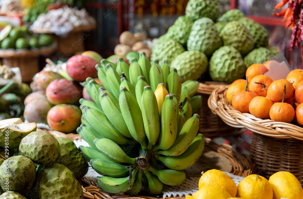  tropical fruit at an island market