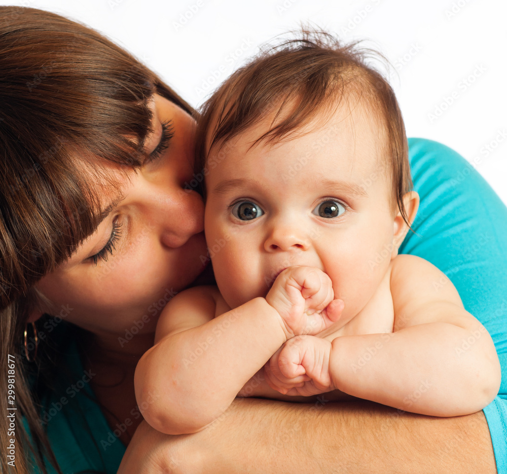 Close-up caring positive unidentified mother Close-up caring positive unidentified mother
