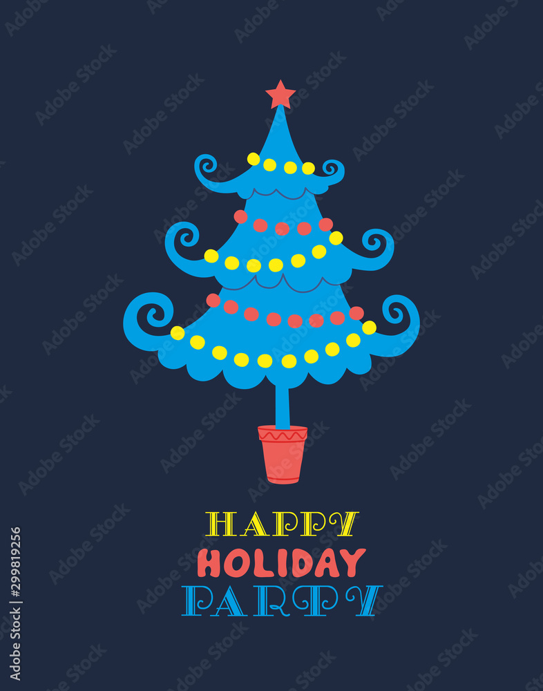 Happy holiday party christmas tree vector icon Happy holiday party christmas tree vector icon