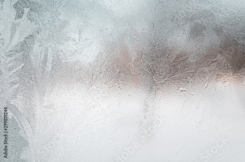 Translucent frosted glass due to frozen frost.