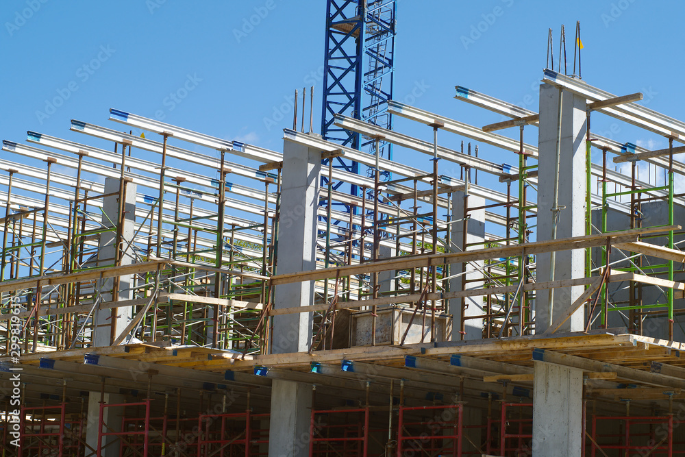 construction site metal beams structure workplace business industry