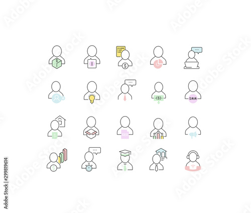 Set Linear Icons of Business Profession