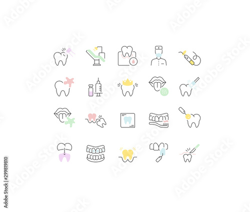 Set Vector Line Icons of Dentistry.