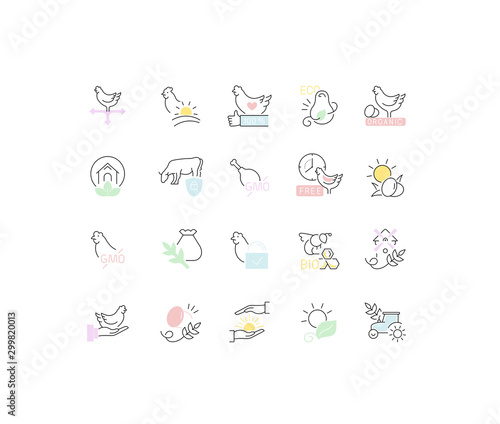 Set Vector Line Icons of Food Labels.