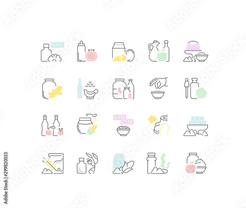 Set Vector Line Icons of Food Additives.