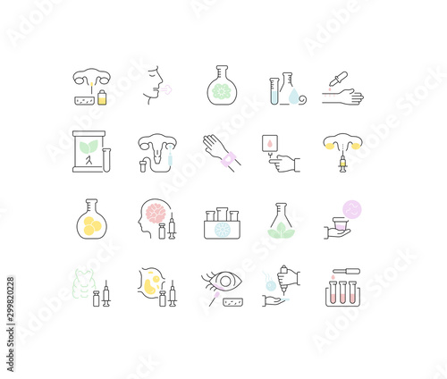 Set Vector Line Icons of In Vitro.