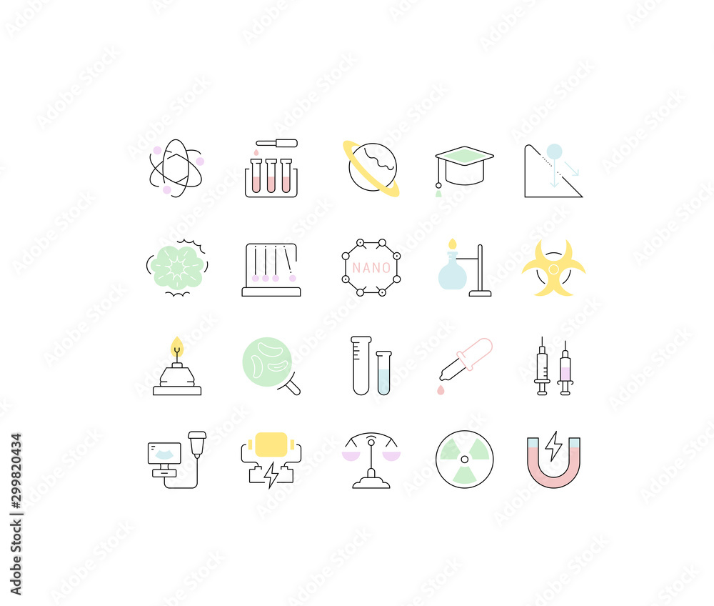 Fototapeta premium Set of Line icons of natural history