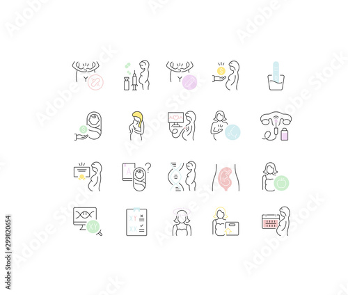 Set Vector Line Icons of Pregnancy.