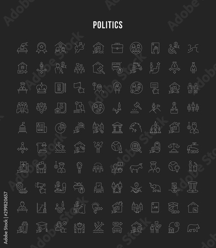 Set Vector Line Icons of Politics and the State.