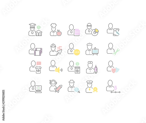 Set Vector Line Icons of Professions.