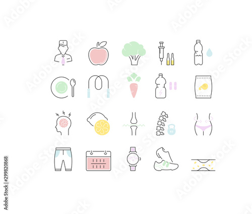 Set Vector Flat Line Icons Slimming