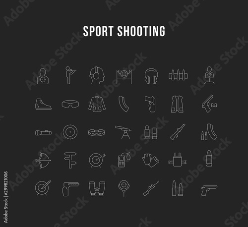 Set Vector Line Icons of Sport Shooting.