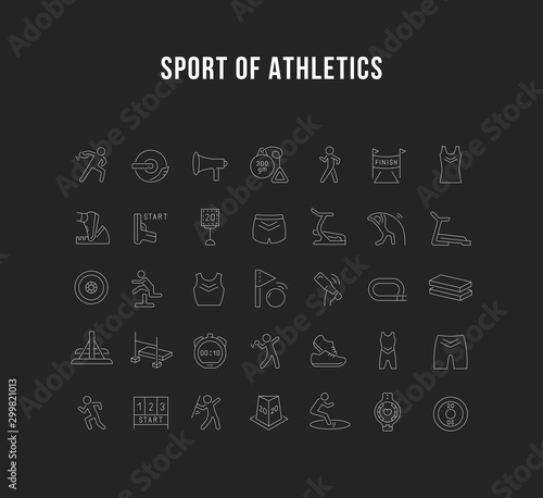Set Vector Line Icons of Sport of Athletics.