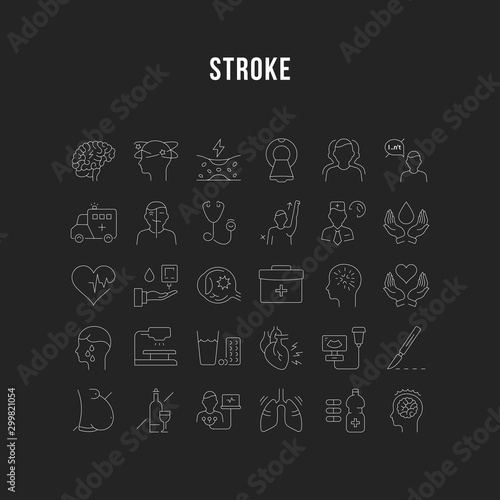 Set Vector Flat Line Icons of Stroke