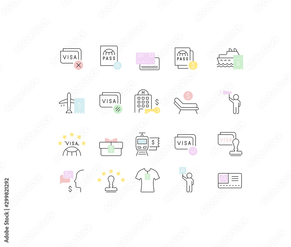 Set Vector Line Icons of Tourist Business Set Vector Line Icons of Tourist Business