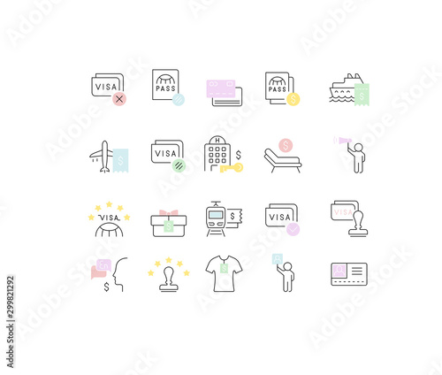 Set Vector Line Icons of Tourist Business