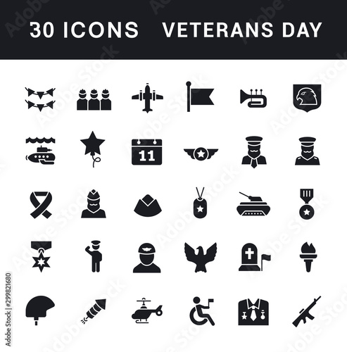 Set of Simple Icons of Veterans Day