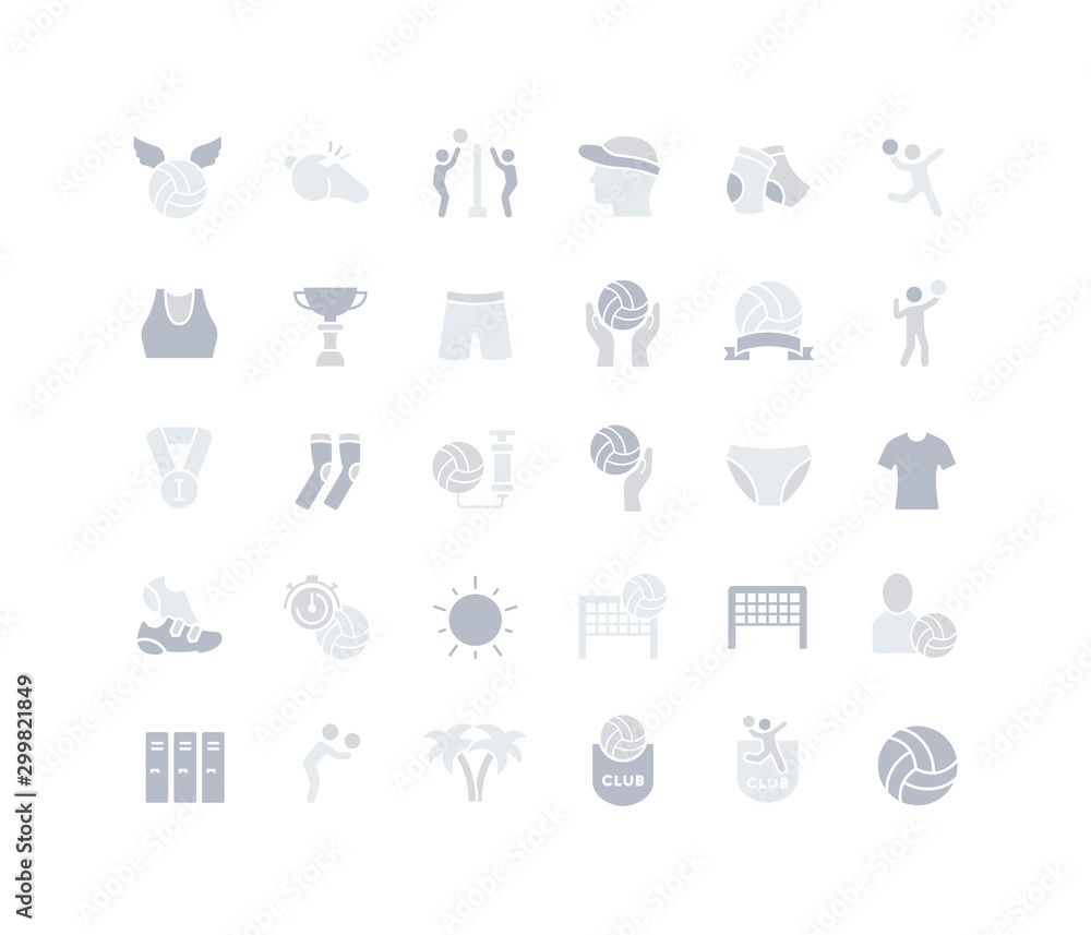 Set of Simple Icons of Volleyball Set of Simple Icons of Volleyball