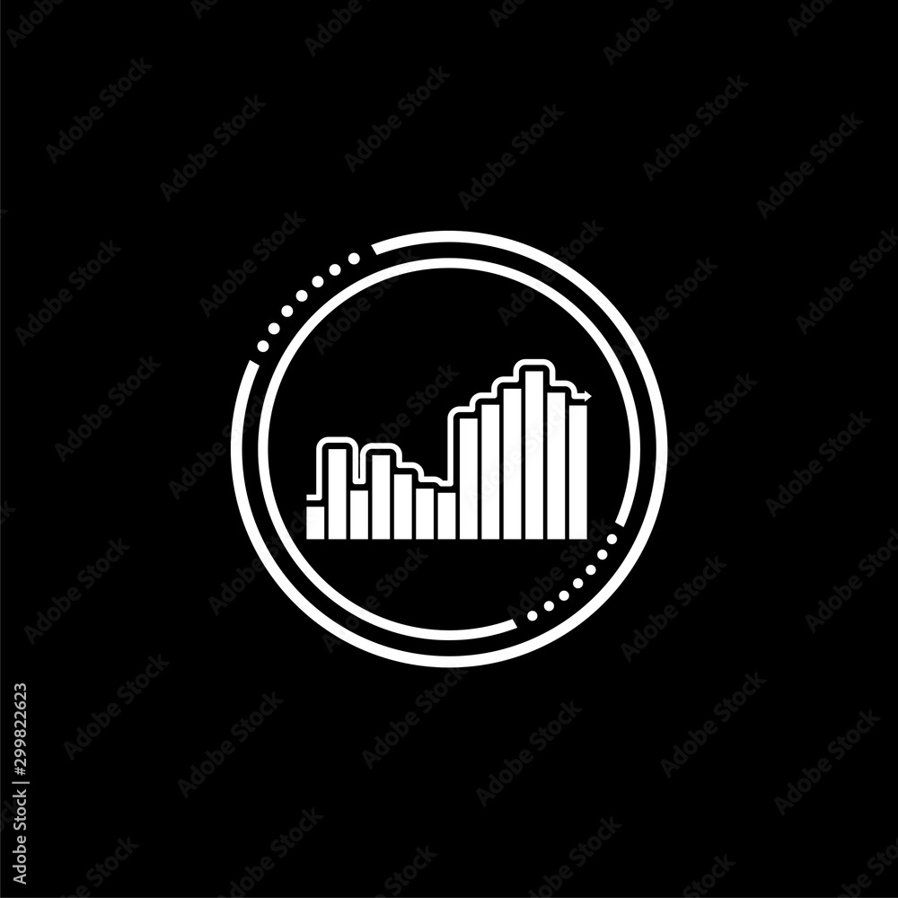 Pie chart infographic icon isolated on black background