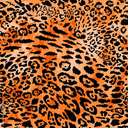 Leopard Seamless Pattern Endless Hand Drawn Leopard Animal Skin Vector  Isolated Background.Trendy pattern for printing on fabric.