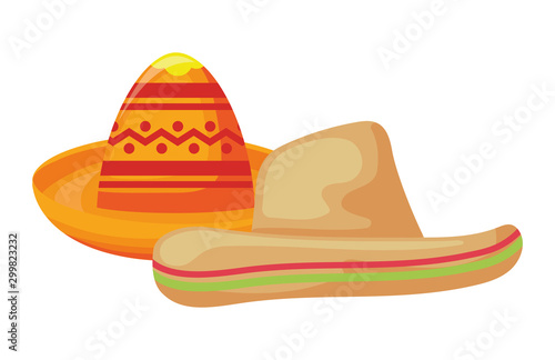 set hats mexican isolated icon