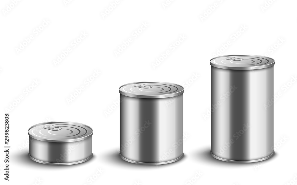 Silver aluminium tin cat set in small, medium and big sizes Silver aluminium tin cat set in small, medium and big sizes