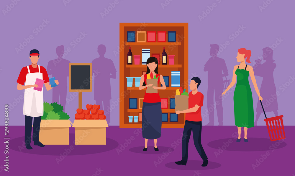 grocery stores with people characters grocery stores with people characters