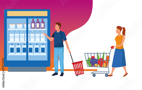 grocery stores with people characters