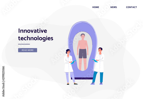 Innovative technologies - scientists looking at patient in cryogenic chamber