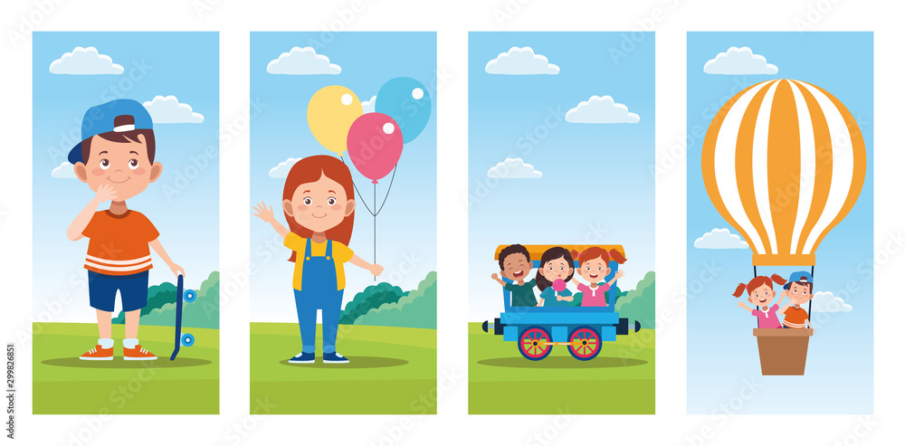 Obraz premium bundle of happy children day celebration scenes