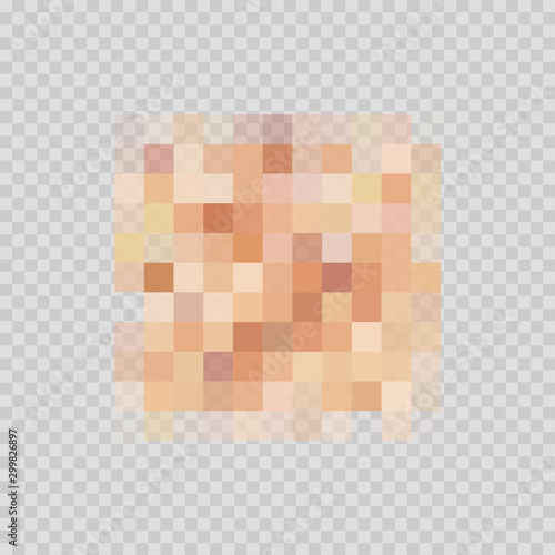 Censor blur effect texture isolated on transparent background. Blurry pixel color censorship element. Vector nude skin tone pattern. photo
