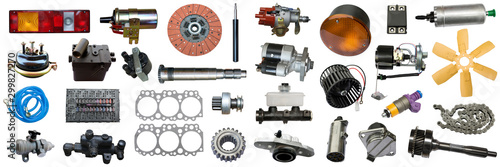 Tableau sur toile Auto spare parts car on the white background