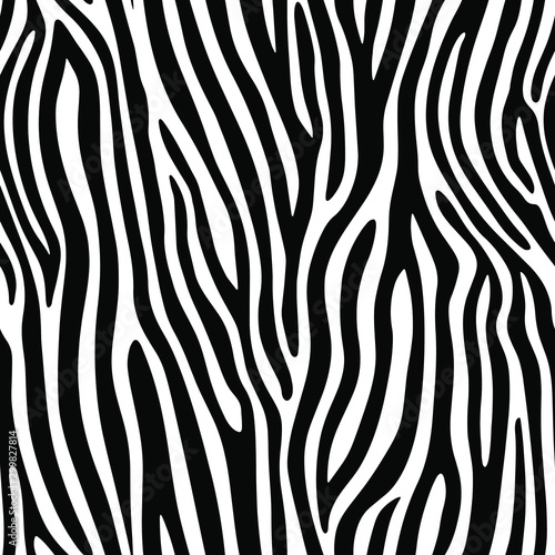 Full seamless wallpaper for zebra and tiger stripes animal skin pattern. Black and white design for textile fabric printing. Fashionable and home design fit.