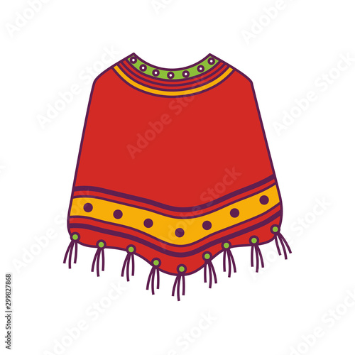 poncho clothes mexican isolated icon