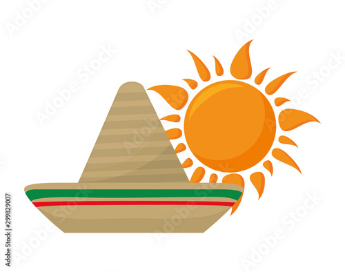 hat mexican with sun isolated icon