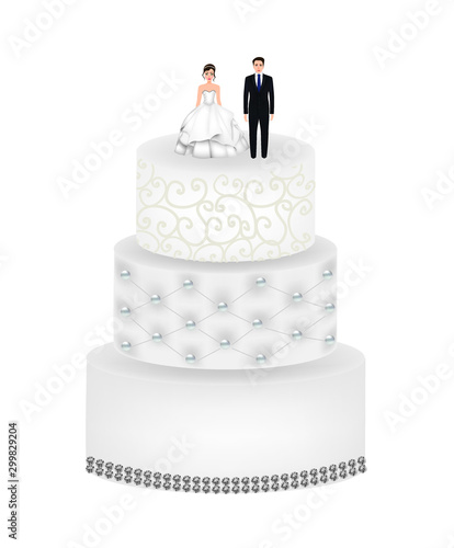 Wedding cake with figures. vector