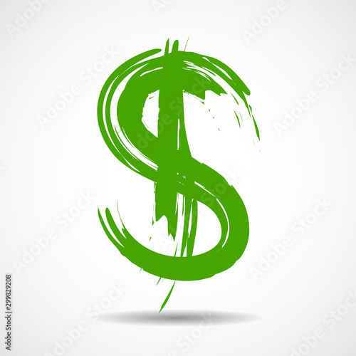 Grunge dollar sign. Drawn brush symbol dollar