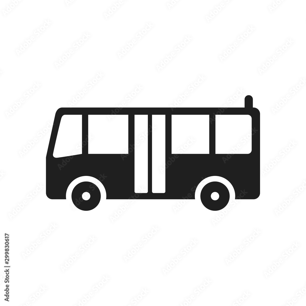 Bus icon flat vector black shape design illustration